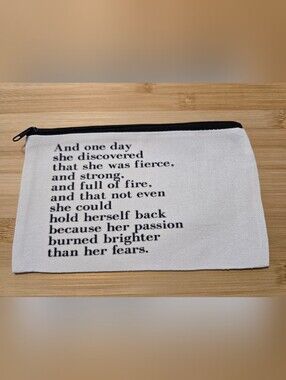 🍄🥀Inspirational Quote Canvas Pouch Empowering Feminist Makeup Bag NWOT